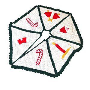 Vtg Crocheted Christmas Tree Skirt